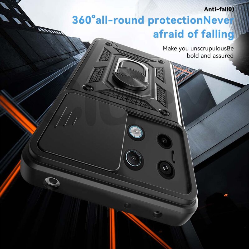 Funda a prueba de golpes para cámara Redmi Note 13 Pro Plus Note 13 4G 5G, funda protectora de anillo de soporte magnético para coche Redmi 13C 4G 5G