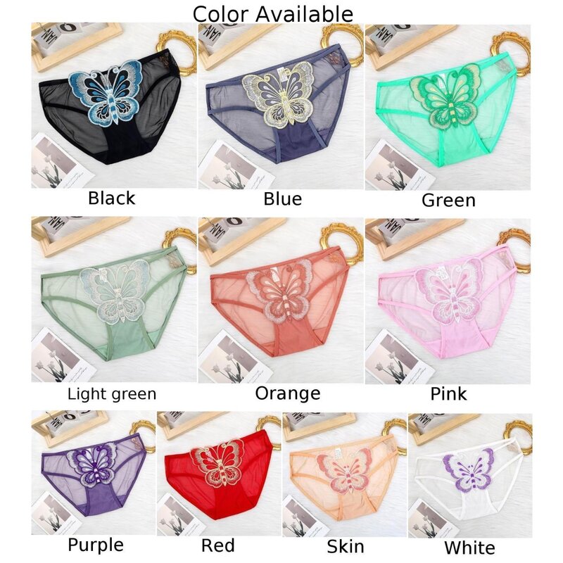 Sexy Women Briefs Butterfly Embroidery Mesh Panties Ultra-thin Transparent Knickers Exquisite Lingerie Breath Erotic Underwear