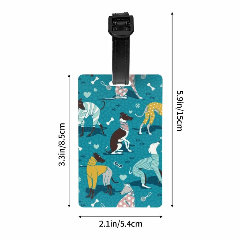 Custom Cute Greyhounds Dog Luggage Tag Privacy Protection Whippet Sighthound Pet Baggage Tags Travel Bag Labels Suitcase