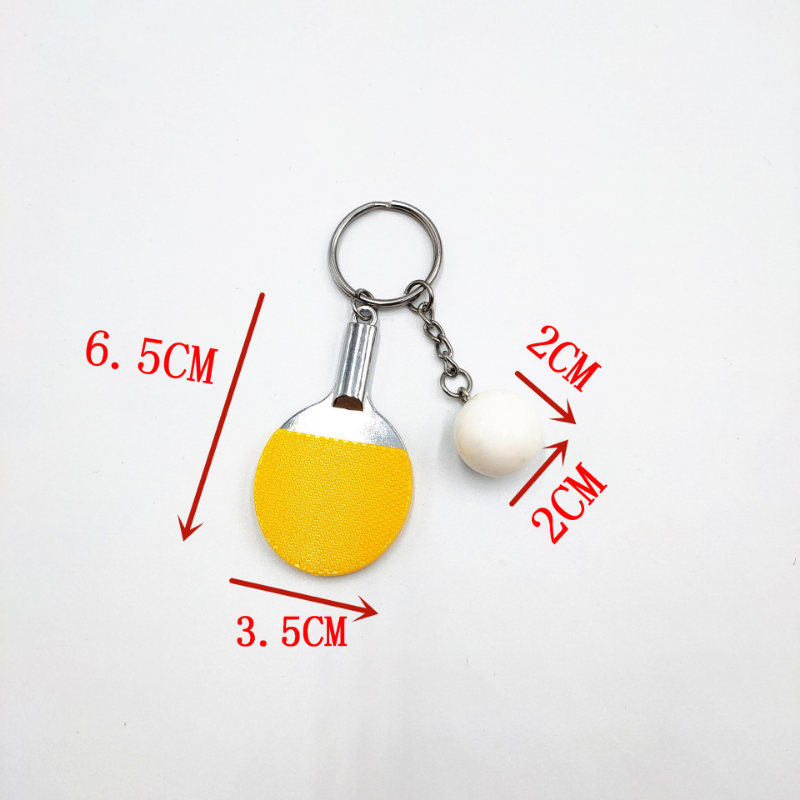 7 Colors Cute Ping Pong Racket Pendants Souvenir Table Tennis Ball Key Chain Ball Sports Fans Key Ring Gift Ornament Accessories