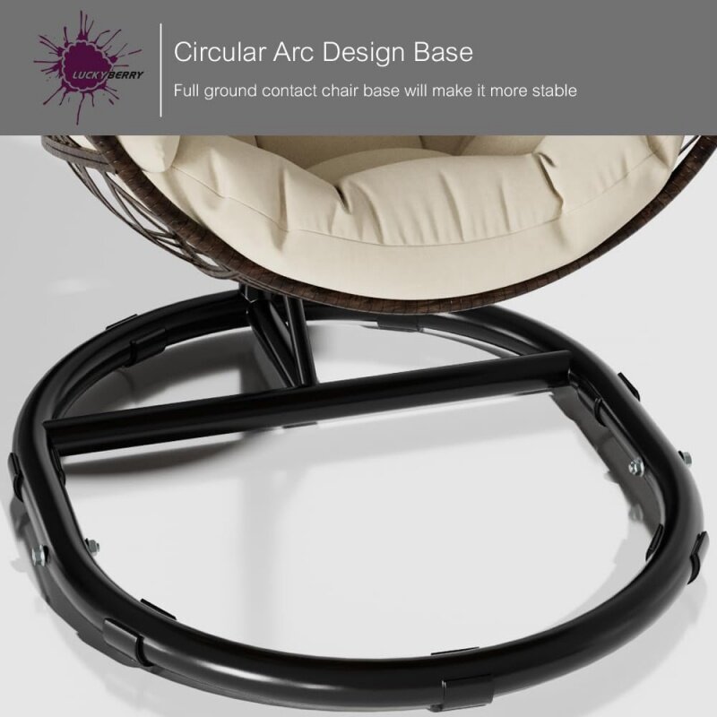 Silla colgante de mimbre para interiores y exteriores, sillón colgante con soporte, cojín de Color marrón