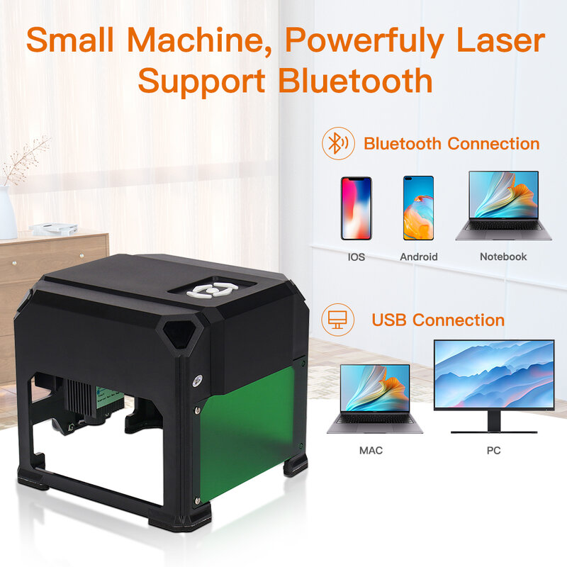 Yofuly mini laser gra vierer 3000mw cnc gravier maschine mit drahtlosem bluetooth desktop drucker kunststoff holz bearbeitungs maschine