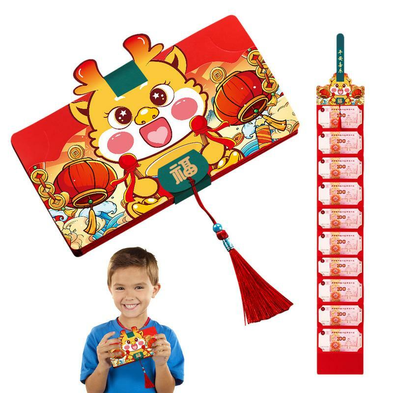 Envelopes vermelhos dobráveis do ano novo chinês, festival da primavera, envelopes tradicionais chineses, bolsos vermelhos