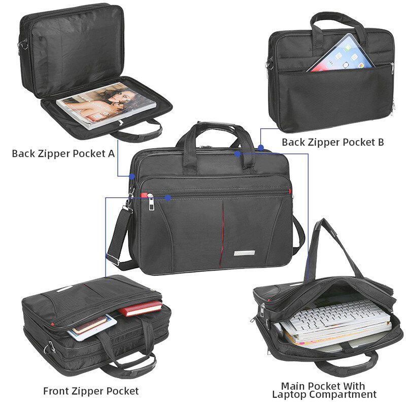 Business Laptop Bag, Notebook Bolsa Capa Case, Bolsas de Ombro Trabalho, Messenger Handbag, Office Bag, pasta, 15,6 "-17"