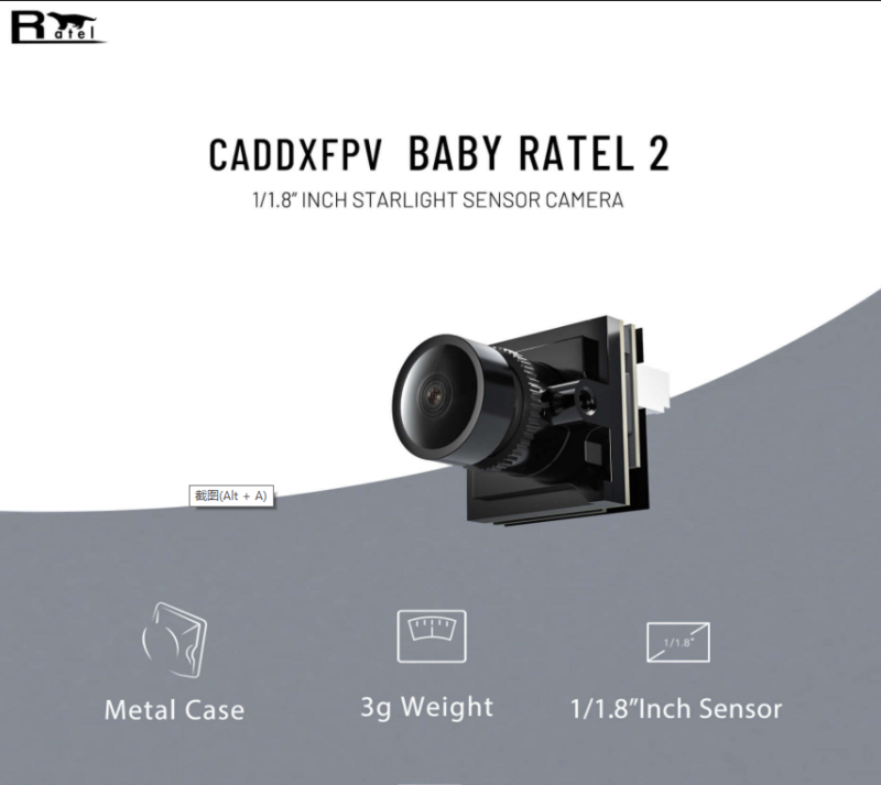 Caddx Ratel 2 베이비 Ratel 2, 1/1.8 인치 Starlight 1200TVL 2.1mm NTSC PAL 16:9 4:3 전환 가능 슈퍼 WDR FPV 마이크로 카메라 FPV 드론