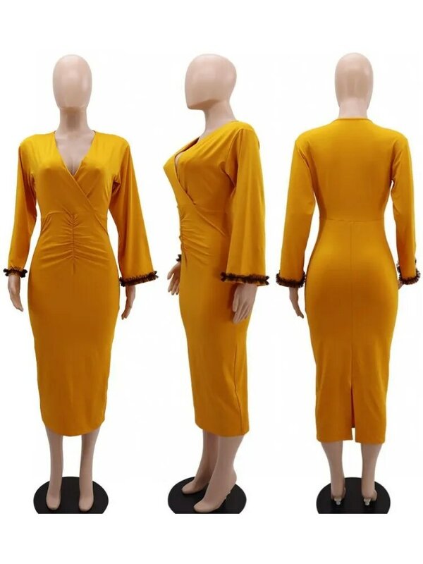 African Dresses For Women Dashiki Bodycon Midi Dress African Clothes Fashion Elegant Dresses Ladies 2024 Spring Africa Clothing