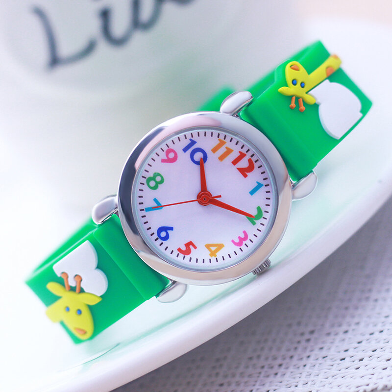 Relojes de correa de silicona para niños, niñas y niños pequeños, relojes con jirafa de animales, Correa suave, rosa, regalos impermeables, belleza linda, nuevo