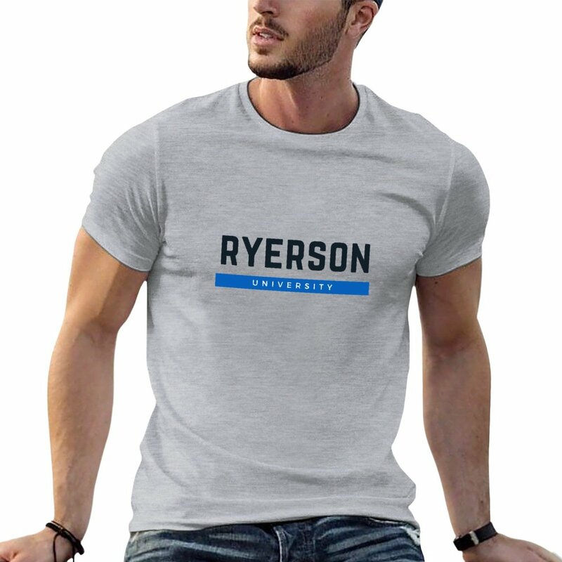 Ryerson เสื้อยืดมหาวิทยาลัยเส้นเรียบง่ายเสื้อยืดเสื้อยืดสั้นเสื้อการ์ตูนเสื้อยืดผู้ชาย