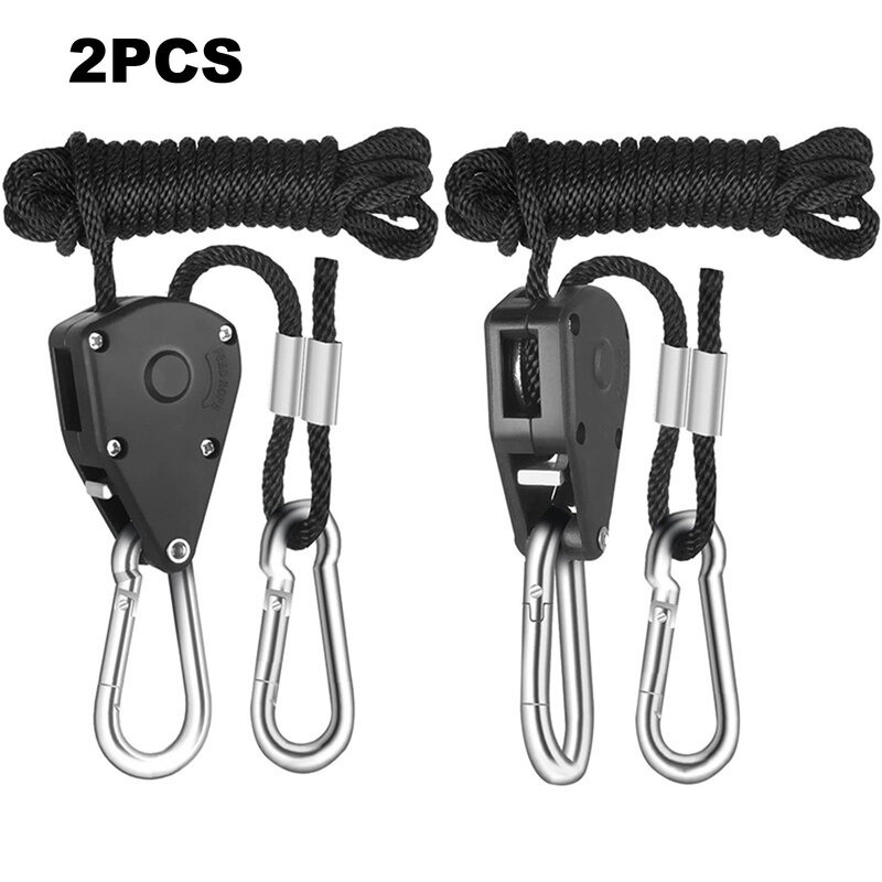 Adjustable 1Pair Pulley Sling Lifting Rope Ratchet Hook Max Load 150lbs/68kg Lifter Hangers Assembly Sling Lifting Pulley Hooks