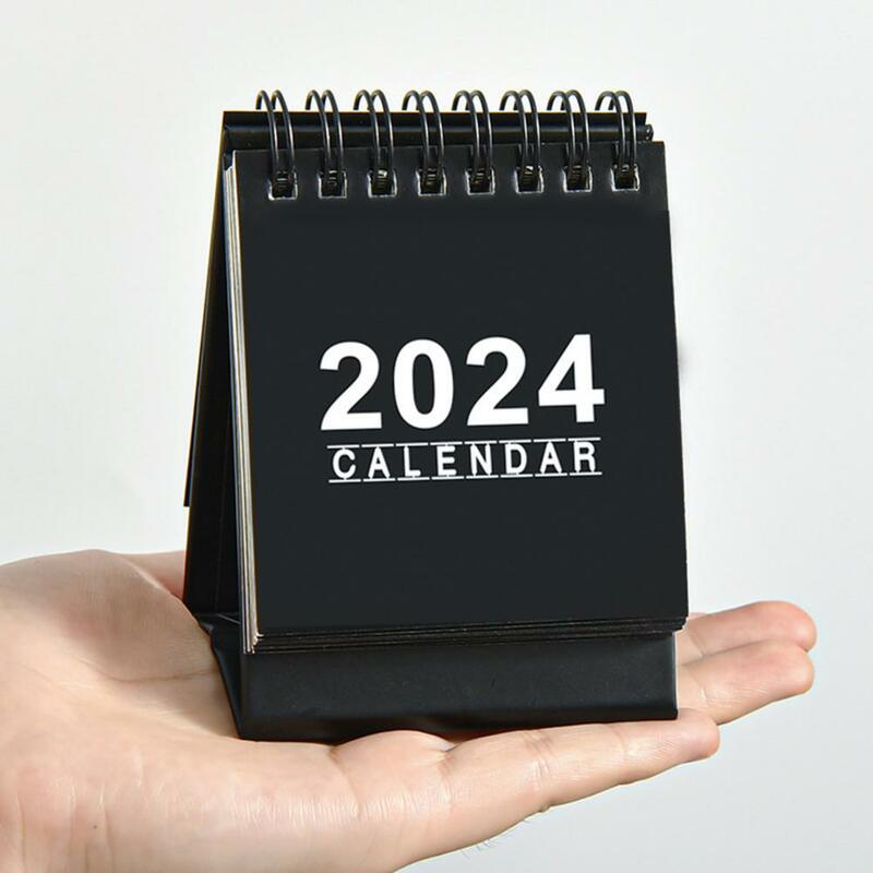 Kalender meja Mini 2024 "kalender meja Inggris portabel perencana jadwal bulanan untuk rumah kantor sekolah dengan kabel ganda