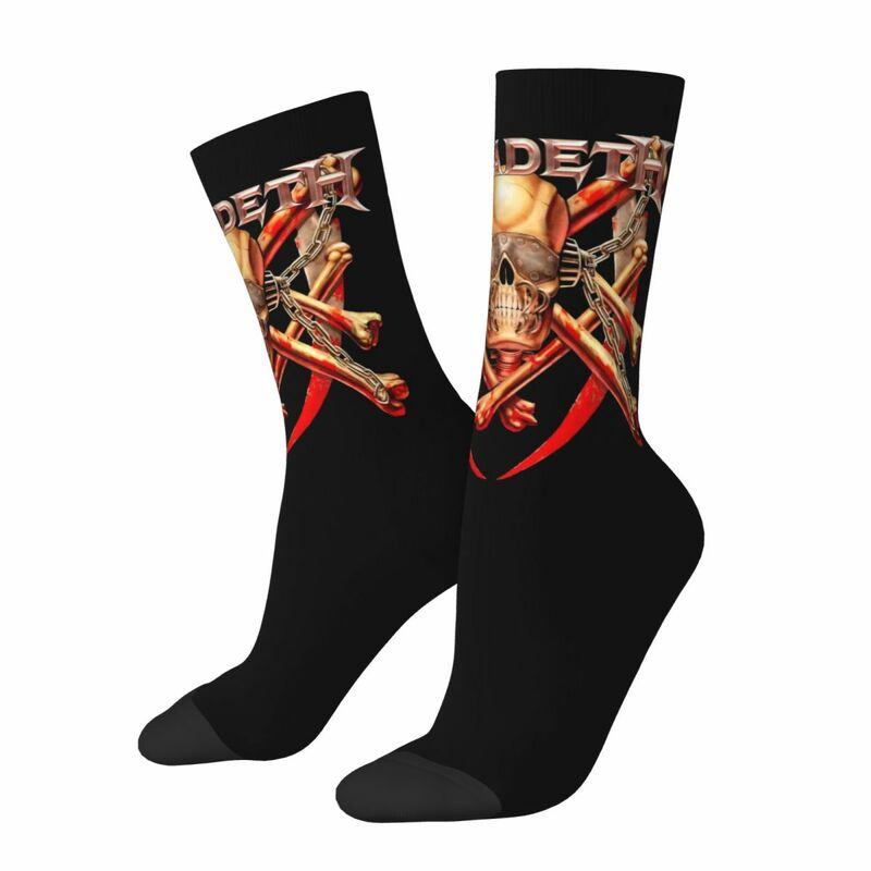 Winter Warm Retro Men's Women's Megadeths Socks Metal Music Sweat Absorbing Middle Tube Socks