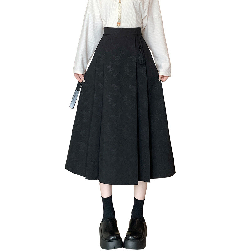 Horse Face Jacquard Skirt, Taille haute, Amincissant, Style national, Nouveau, Printemps, 03/commConsulHigh, 2024