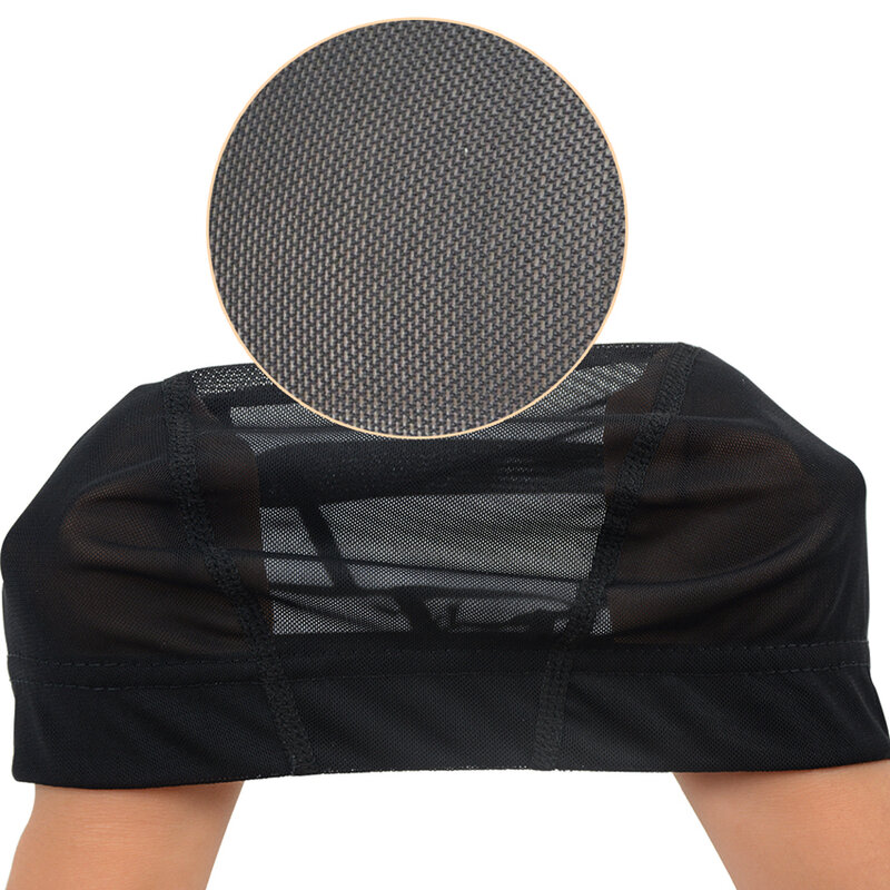 5 Pieces Black Mesh Wig Cap Weaving Stretchable Cap Hair Net Elastic Nylon Mesh Dome Wig Cap for Wig Making