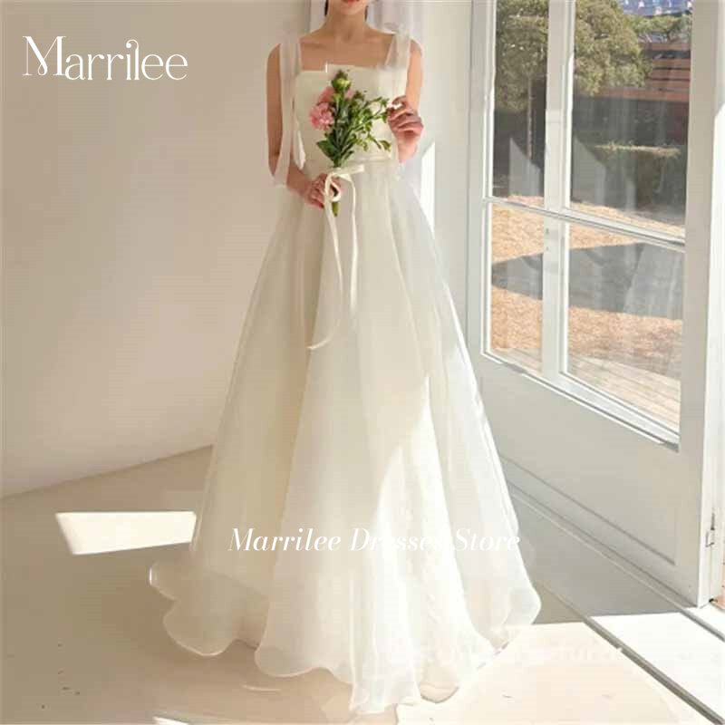 PhotoShoot Korea Wedding Dress Morden Ribbon A line Tulle Bridal Gown Sleeveless Formal Party Dresses For Women Sweep Trian 2024