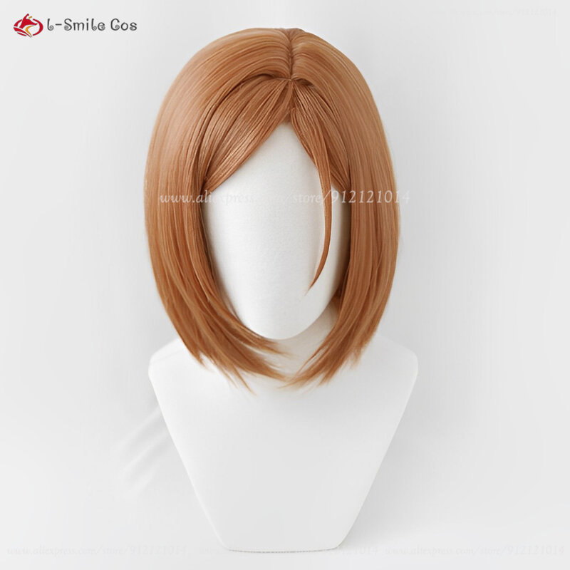 Nobara Kugisa Wig Cosplay cokelat pendek Wig Anime Kugisa Nobara Wig Cos rambut sintetis tahan panas kugaki Nobara + topi Wig