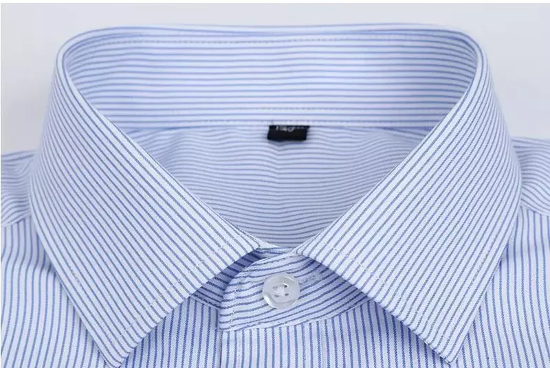Качественные деловые рубашки для мужчин, размеры от S до 8xl, полосатые приталенные рубашки с длинным рукавом, не требующие глажки, саржевая мужская одежда