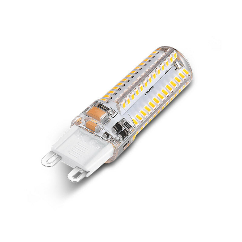 Mini lâmpada de led g9, 7w, 9w, 12w, 3014 smd, 110v ac, 220v, lâmpada sillcone com 64leds, refletor cristal com 104leds