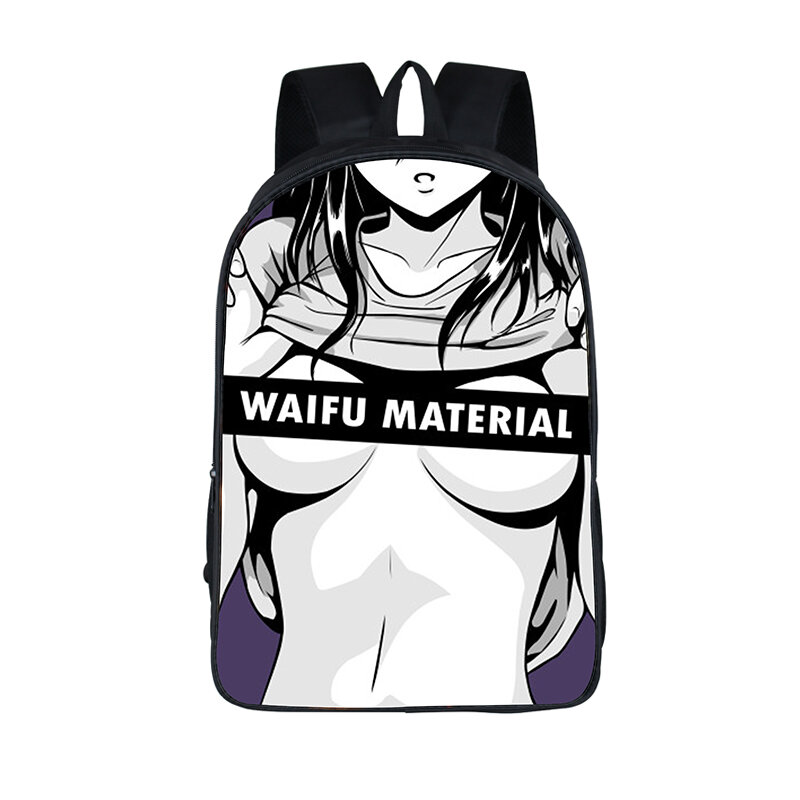 Sac à dos imprimé anime Waifu pour hommes et femmes, sacs d'école pour adolescents, sac à dos décontracté pour ordinateur portable, sac à dos de rangement, Kawaii, Sugoi, Senpai