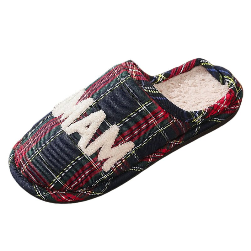 Pantofole in cotone scozzese casa da donna caldo Comfort diapositive inverno nuovo piatto antiscivolo camera da letto Unisex Casual pantofole in lana nuovo