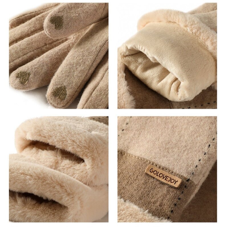 Guantes forrados de lana para mujer, manoplas de dedo cálidas, pequeñas y fragantes, resistentes al frío, Cachemira, invierno, 2023