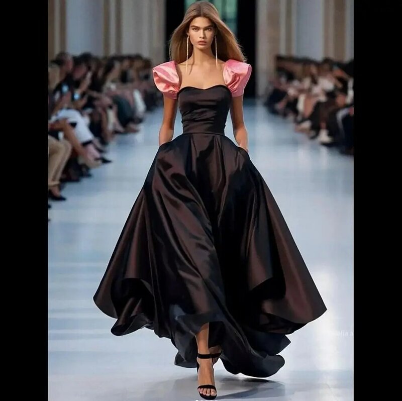 Элегантное Черное вечернее платье с квадратным воротником для интеллектуальной красоты, новое модное женское официальное платье