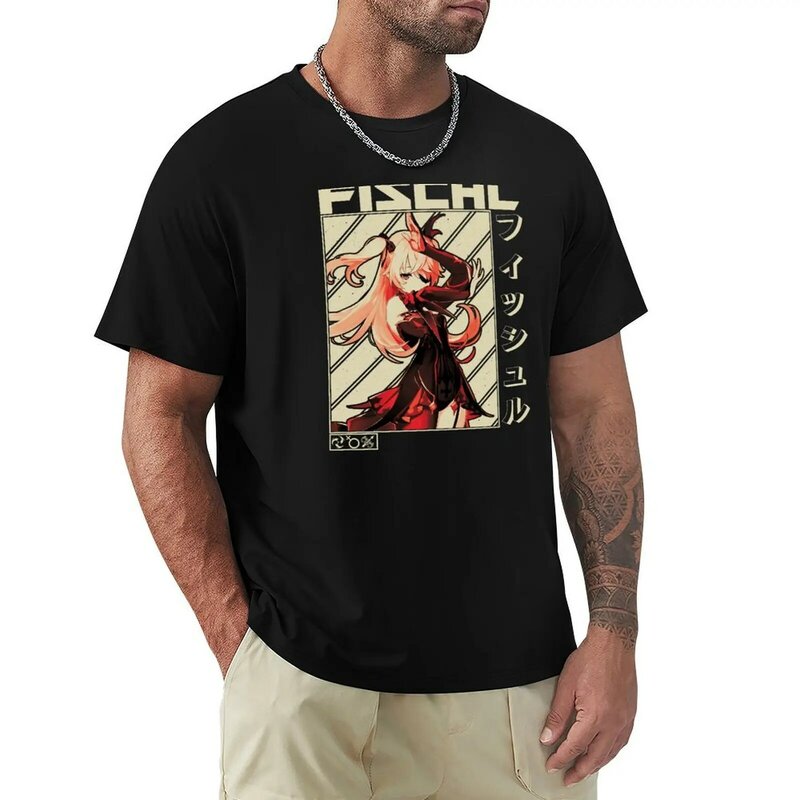 Camiseta masculina de verão Fischl Genshin Impact, Roupas Estéticas, Nova Edição