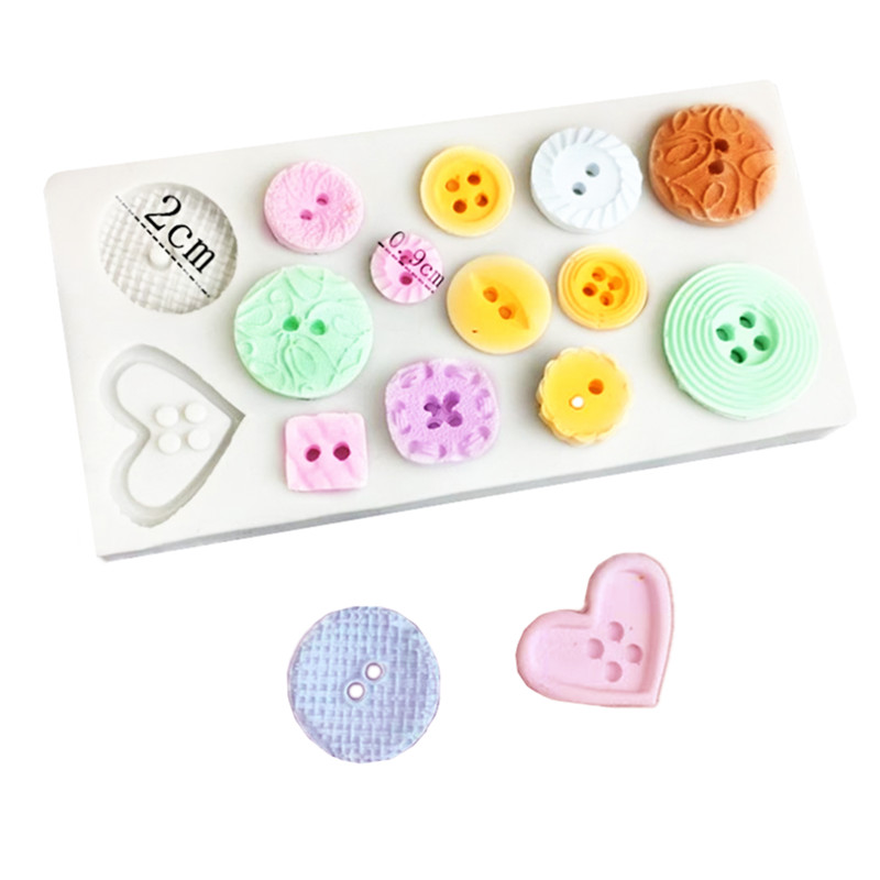Button Silicone Mold Kitchen DIY Cake Baking Tool Fudge Biscuit Chocolate Decoration Clay Plaster Button Shape Silicone Mold