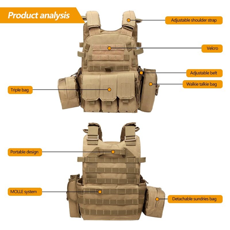 เสื้อกั๊กเกราะลายพราง6094เสื้อเกราะยุทธวิธีเคสป้องกันทหาร CS อุปกรณ์เสริมปืนอัดลมกระเป๋า Wargame