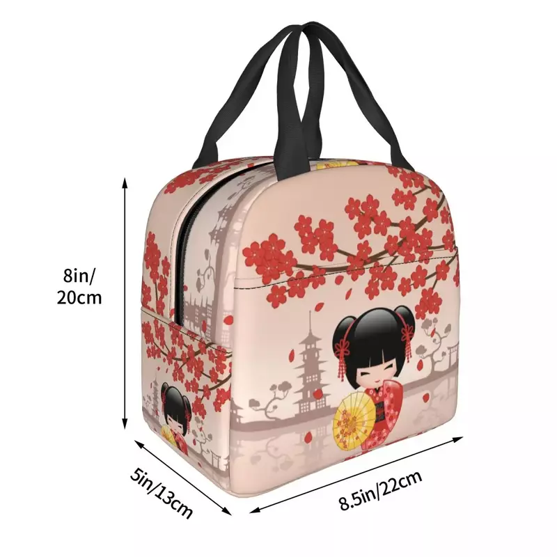 Японская кукла kekokiko eshi, Мерч, изолированная сумка для ланча, милый дизайн, кимоно для девушек, холодильник, термальный Ланч-бокс для бенто