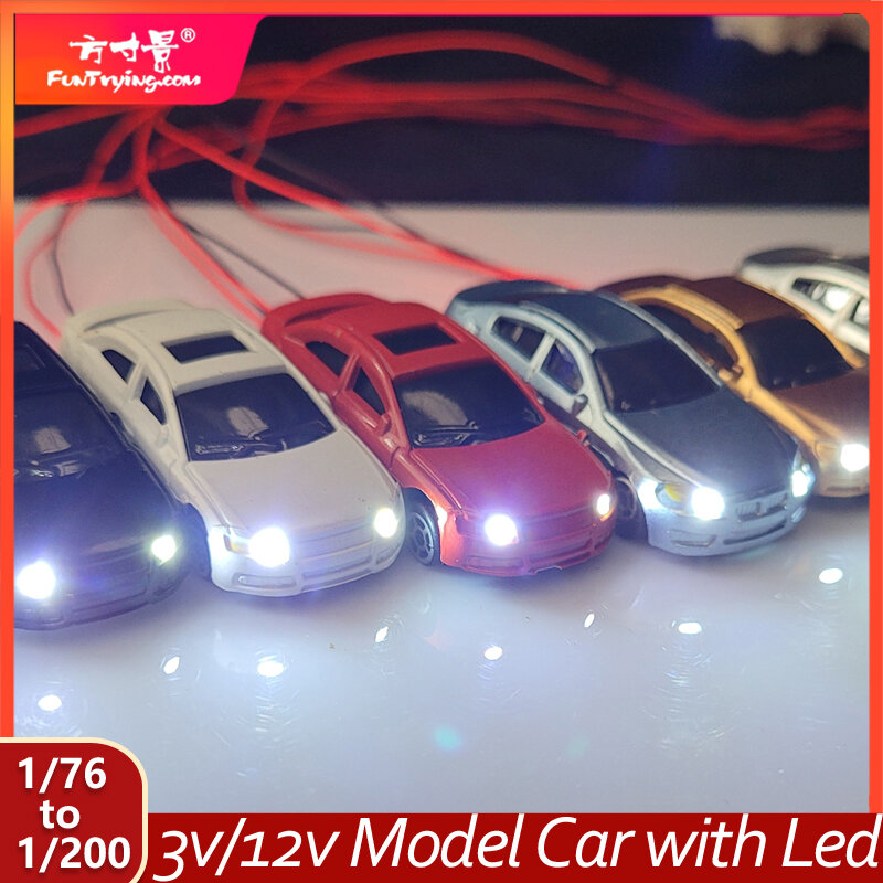 Carro modelo plástico com diodo emissor de luz, 3V, 12V, escala do HO N, disposição do trem, Railway, Railway, 1:75, 1:87, 1:150, 1:200, 2 PCes, 4 PCes, 10 PCes