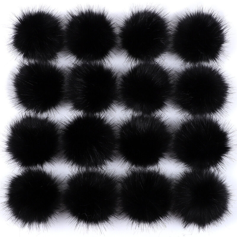 16 Pieces Faux Fur Pom Pom Balls DIY Faux Fox Fur Fluffy Pom Pom with Elastic Loop for Hats Scarves Gloves Bags Accessories