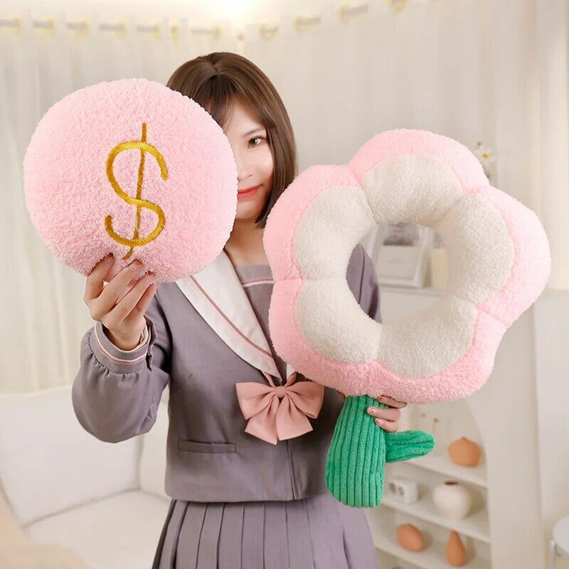 55cm Creative New Cute Rich Flower Throw Pillow Plush Toy Stuffed Rose Plushies Doll Soft Toys for Girls Gifts Kawaii Room Decor