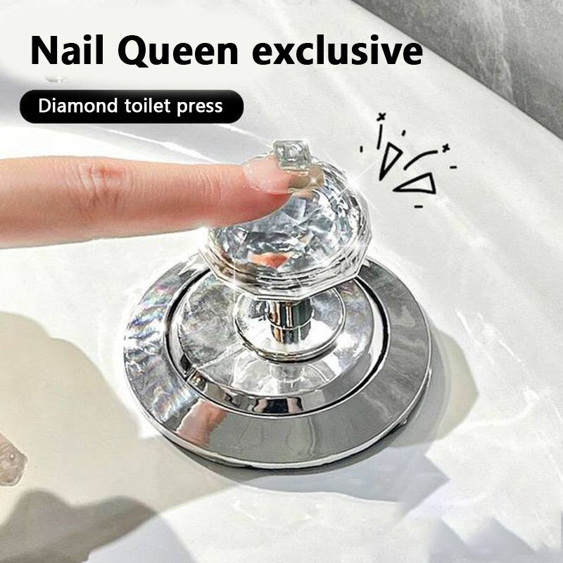 Self-Adhesive Diamond Toilet Press Water Tank Flush Button Bathroom Toilet Button Manicure Assistant Door Handle Home Decoration
