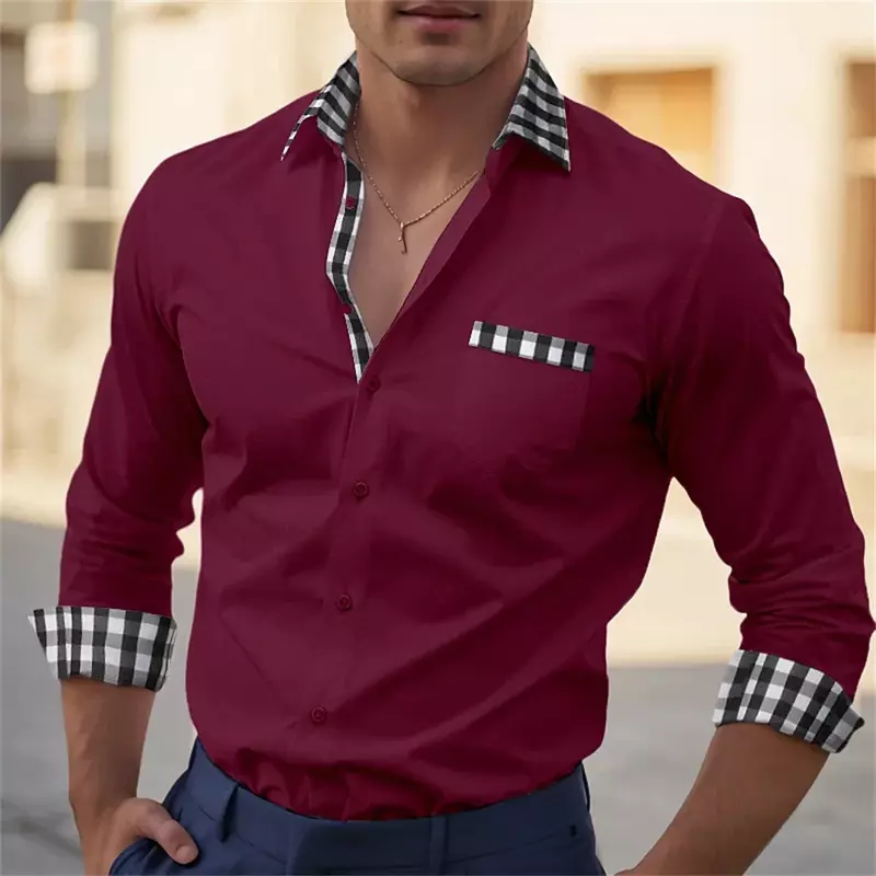 Рубашка мужская деловая с отложным воротником, повседневная с карманами, на пуговицах, удобная уличная одежда из мягкой ткани для отдыха