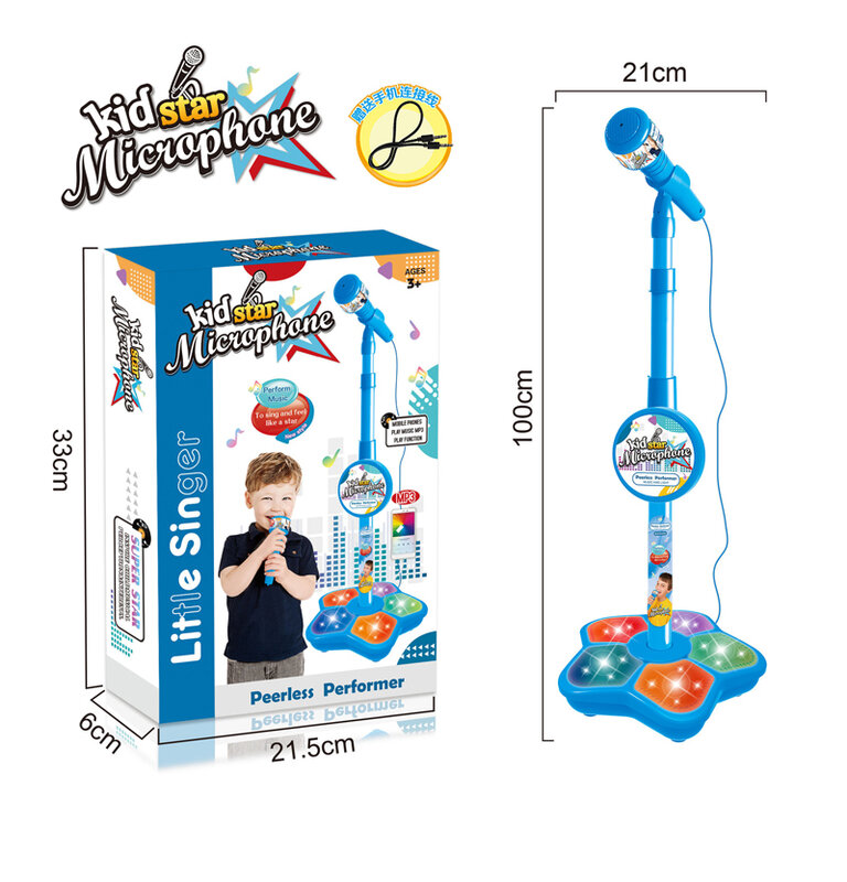 LED regolabile Karaoke 3 colori microfono musica staccabile gioco per bambini simulazione Baby Singing Song Toy Connect With Phone