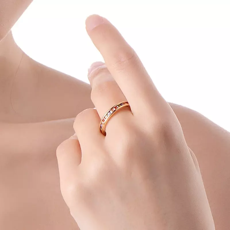 Placcato oro 24 carati/argento 925 anelli di cristallo multicolore turchese fidanzamento promessa di matrimonio anello regali gioielli per feste