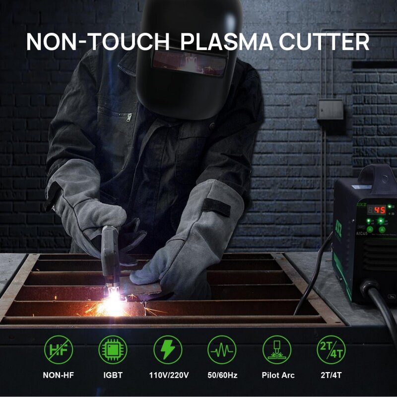 45 Amp Plasma Cutter, Non-HF Non-Touch Pilot Arc 110/220V Plasma Cutting Machine with Digital Display IGBT Inverter 16mm Max Cut