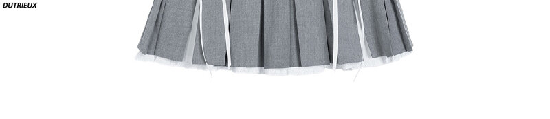 Mini jupe plissée noire style preppy pour femme, faux nœud deux pièces, coupe couvertes, douce Lolita, cool, printemps, été, nouveau, 2024