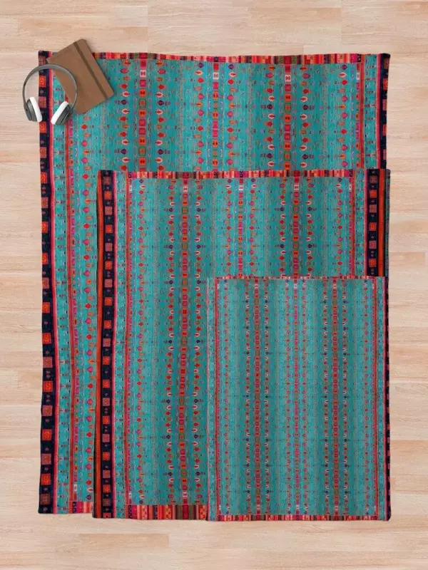 Manta de tiro de ARTERESTING tradicional marroquí, obra de arte azul tranquilo, mantas decorativas en movimiento