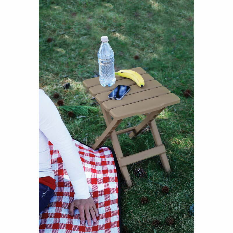 Camco Adirondack przenośne składane stolik na zewnątrz, idealne na plażę, kemping, pikniki, kuchnie i więcej, odporne na warunki atmosferyczne
