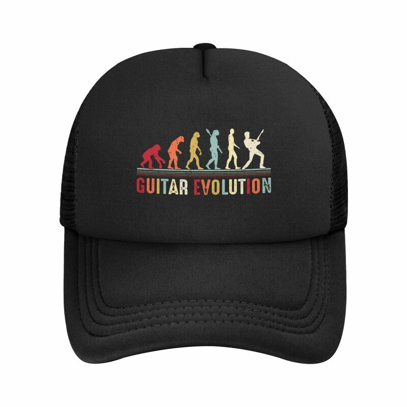 Guitar Retro Vintage Evolution Of Man Guitarist Gifts Baseball Caps Mesh Hats Washable Sport Adult Caps