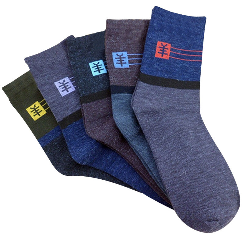 1 Pair Men's Woolen Socks For Autumn And Winter New Imitation Wool Socks For Men Warm Floor Fluffy Socks Random Color