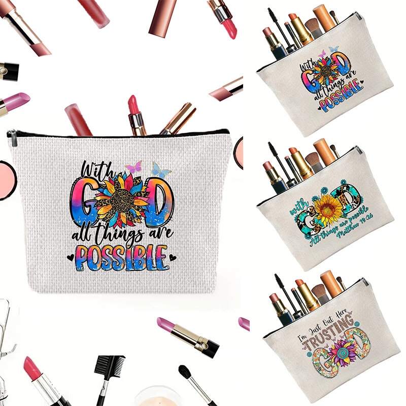 GOD series tas Makeup wanita, tas tangan kapasitas besar tas penyimpanan Organizer dengan ritsleting tas cuci
