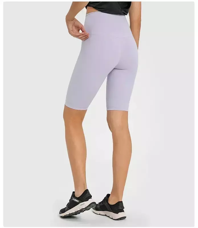 Lemon 10" Comfy No Seam Sport Biker Shorts Gym Wear Naked Feel Comfort High Waist Fitness Short Pants with Back Hidden Pocket
