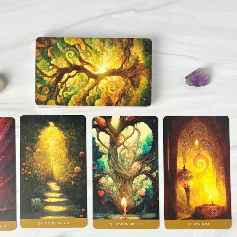 10.4*7.3cm The Path of Light Oracle: Healing & Self-Mastery Through The Wisdom of The Bhagavad Gita 39 Pcs Cards