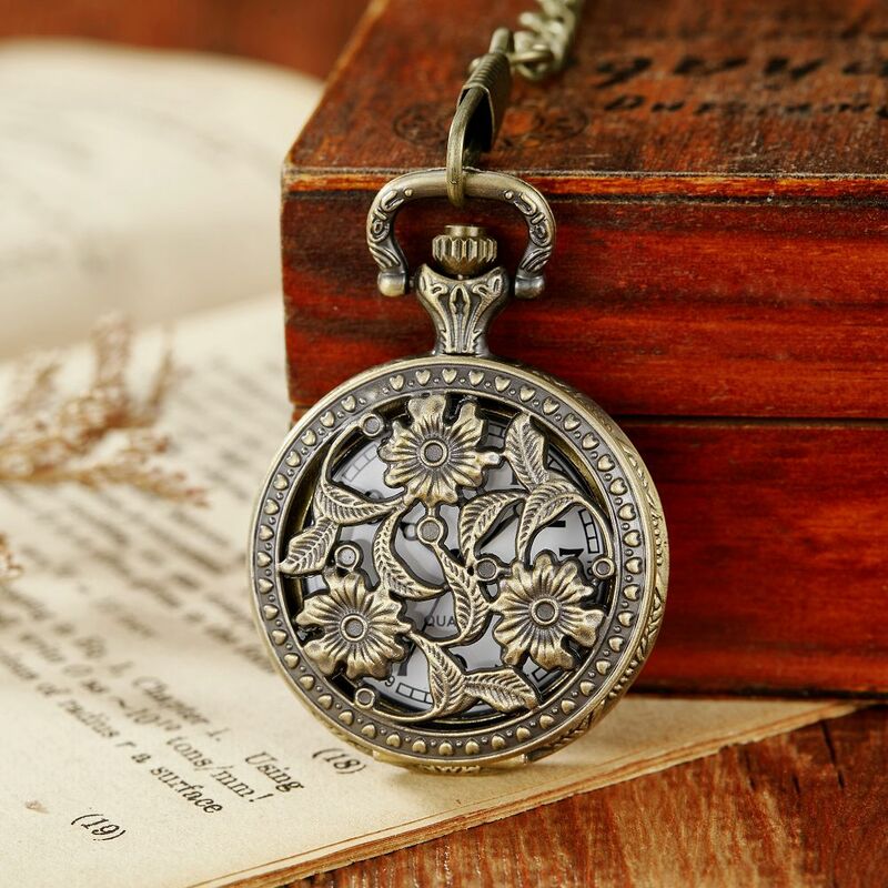 Klassische ausgehöhlte florale Gedenk-Taschenuhr für Freunde bestes Geschenk für Frau