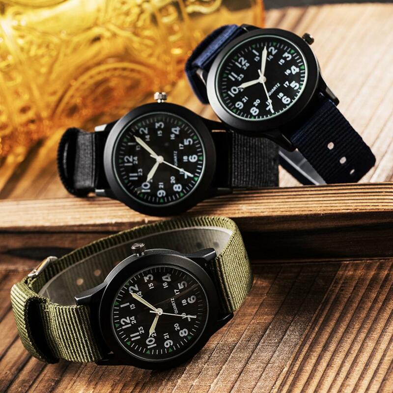 Wrist Watch Quartz Round Dial Watch Fashion Men Business Nylon Band Outdoor Sports Wrist Watch