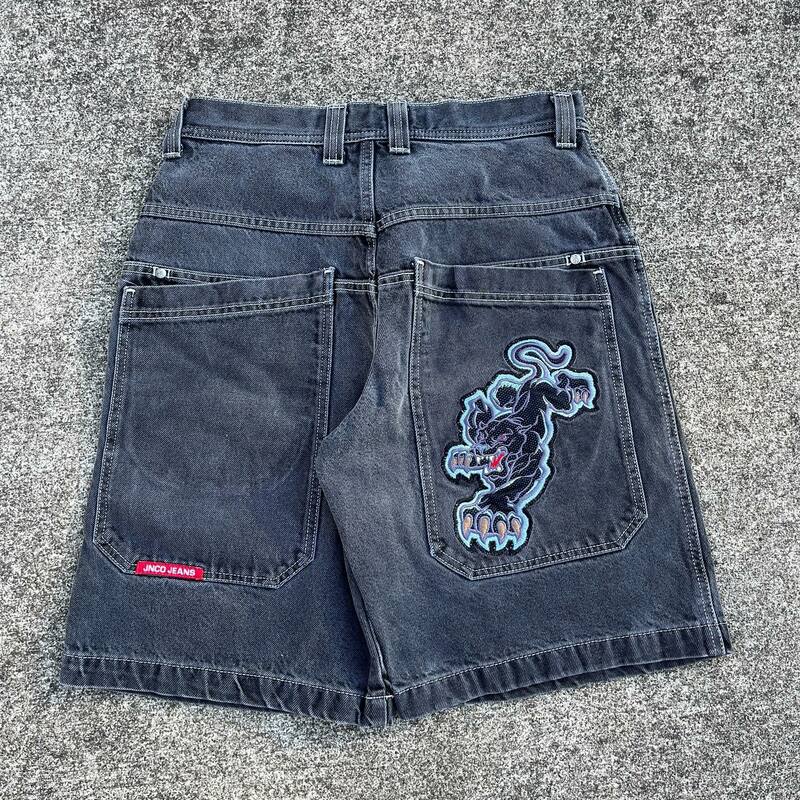 Retro Blue Tiger Jeans larghi Hip Hop Jnco Series Y2K pantaloni Streetwear ricamo gotico vita alta pantaloni larghi abbigliamento donna