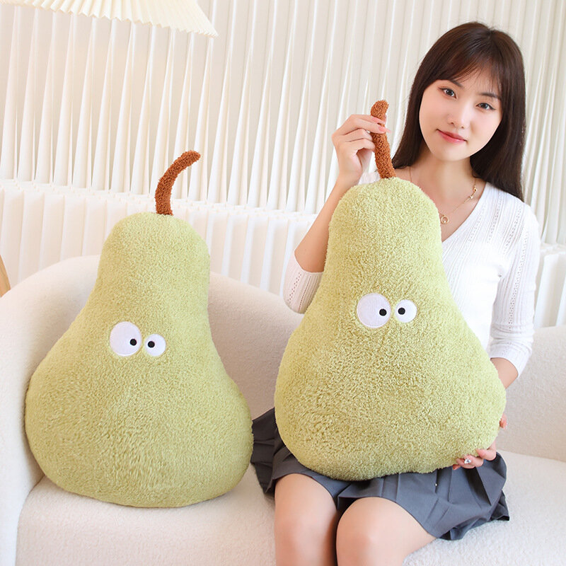 INS Style Big Size Fluffy Pear peluche Throw Pillow Home Decor morbido divano cuscino farcito Cartoon Lovely Fruit Doll Kids Funny Gift