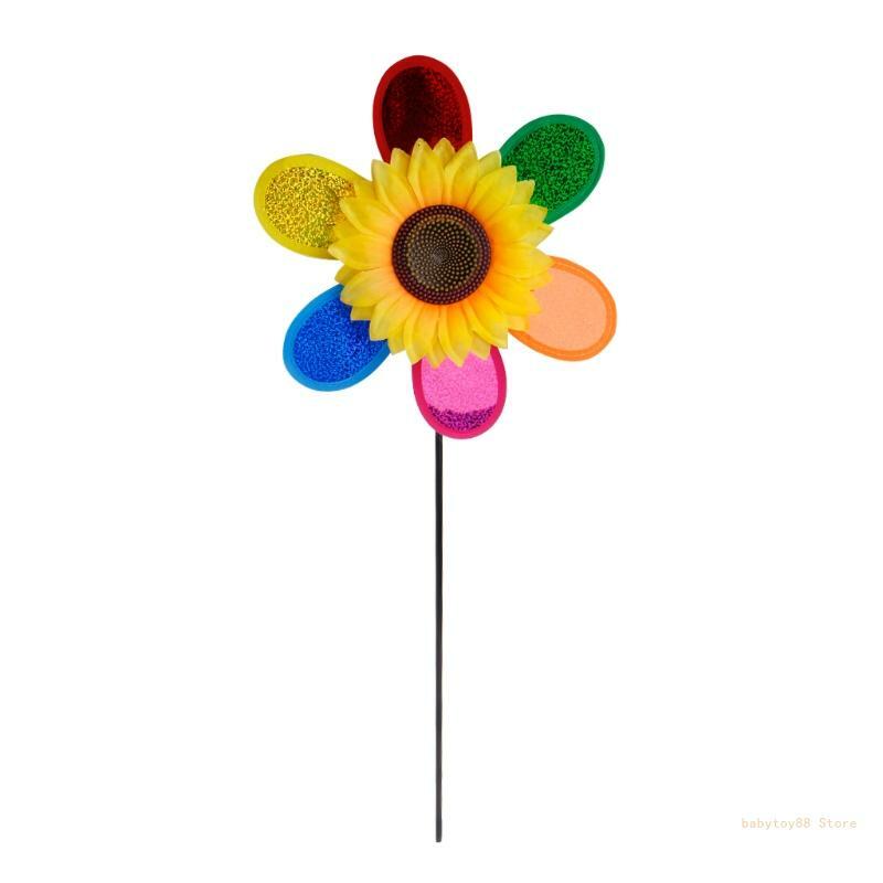Y4UD – moulin à vent tournesol à colorées, décoration jardin cour maison
